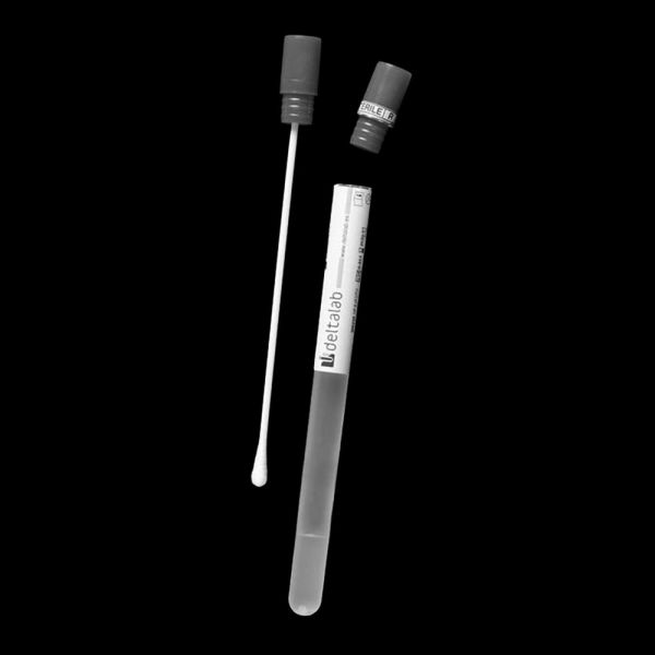 ÉCOUVILLON STÉRILE 15CM AVEC CHARBON ACTIVÉ BOUCHON NOIR