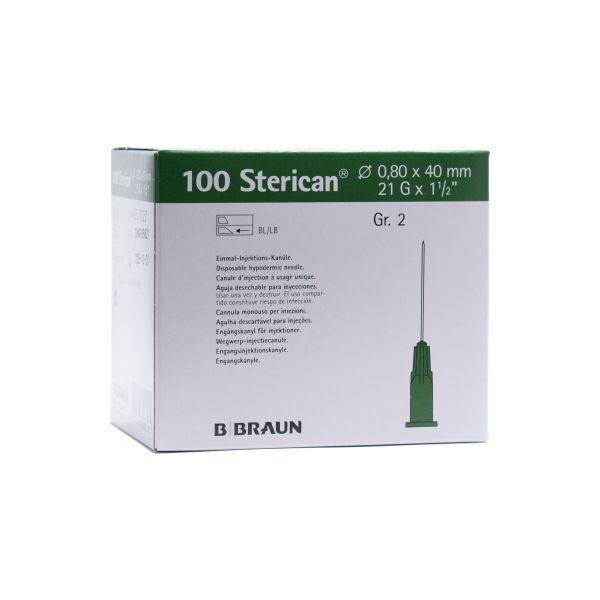 AIGUILLES STERICAN 21G 0,8X40MM VERTE B/100