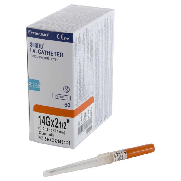 CATHÉTER INTRAVEINEUX SURFLO ORANGE 14G 2,15X64MM B/50